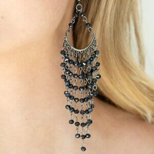 METRO CONFETTI New Paparazzi Earrings Pierced Blue Gun Metal Tone NIP